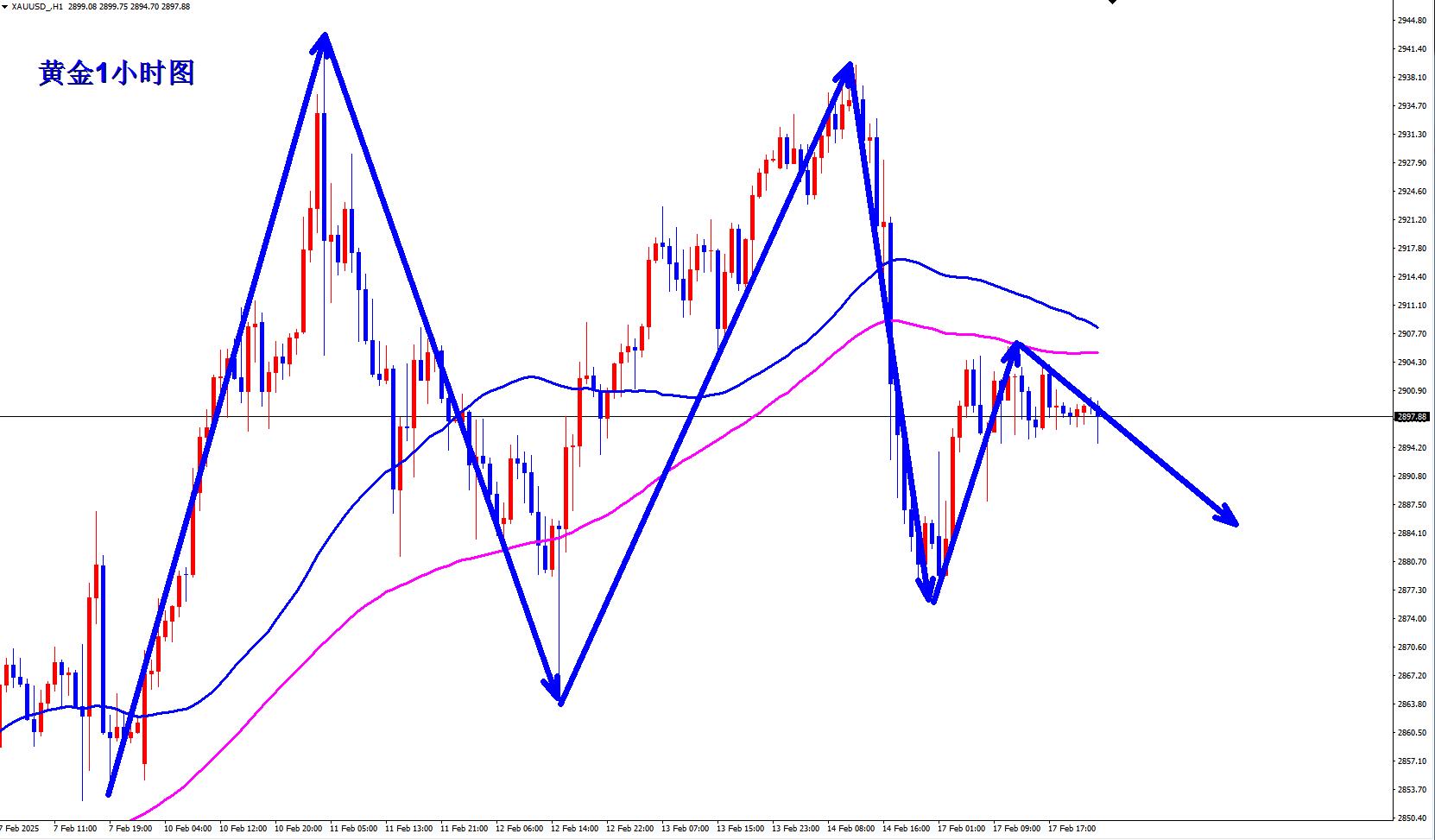 【XM外汇】：黄金2903空下跌先收割，反弹无力继续空！(图2)