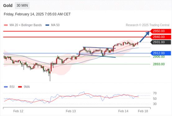 【XM Group】：2025年2月14日欧洲开市前，每日技术分析(图1)